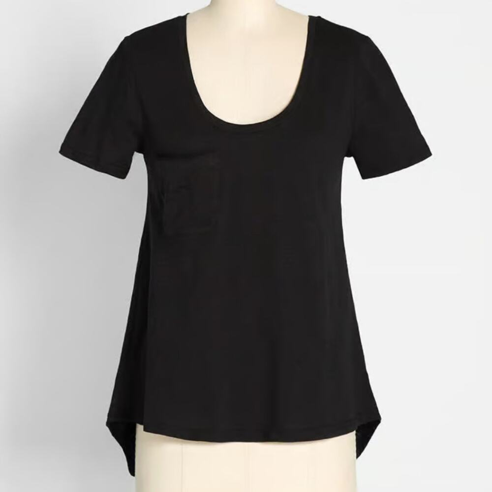 Modcloth NWT Endless Possibilities Black Pocket Short Sleeve Scoop Neck Top M